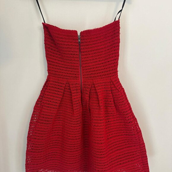 Forever 21 Red Textured Knit Strapless Mini Dress Fit and Flare Size S Cocktail - Picture 6 of 7